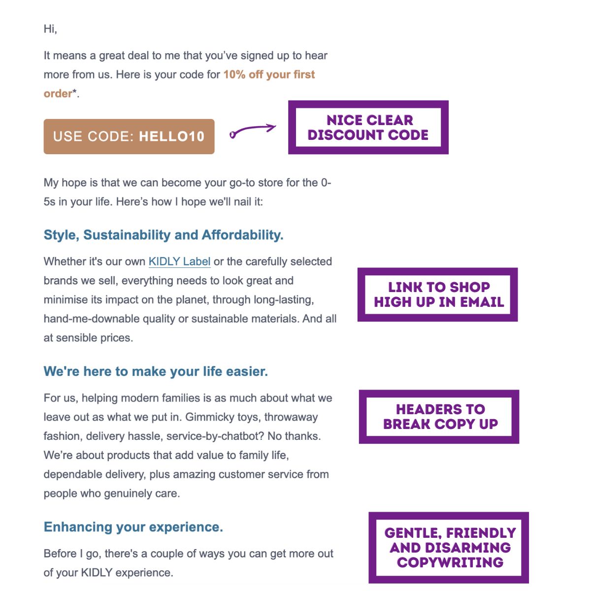 Compelling email examples - Kidly 3