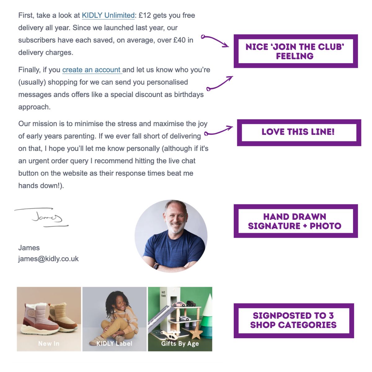 Compelling email examples - Kidly 4