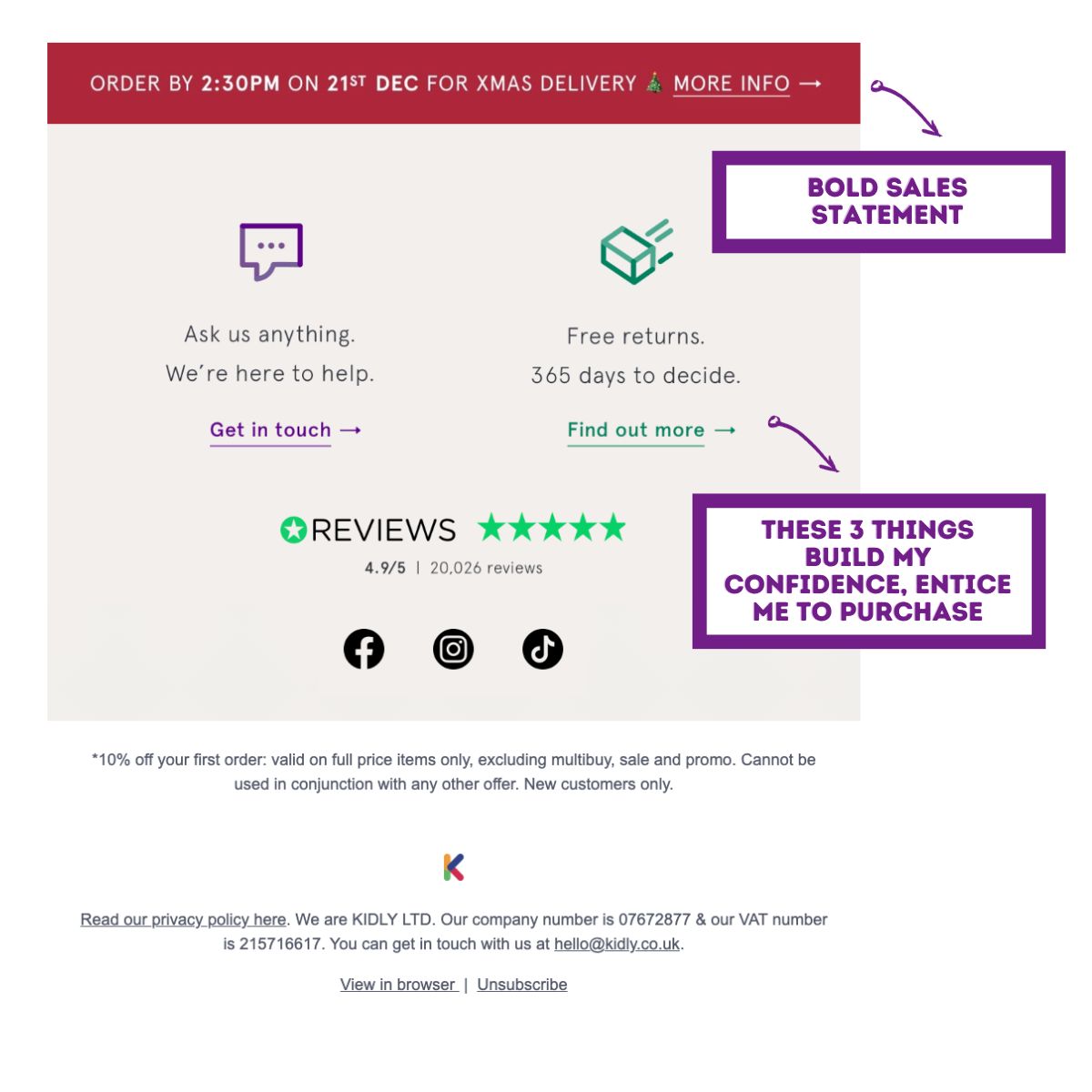 Compelling email examples - Kidly 5